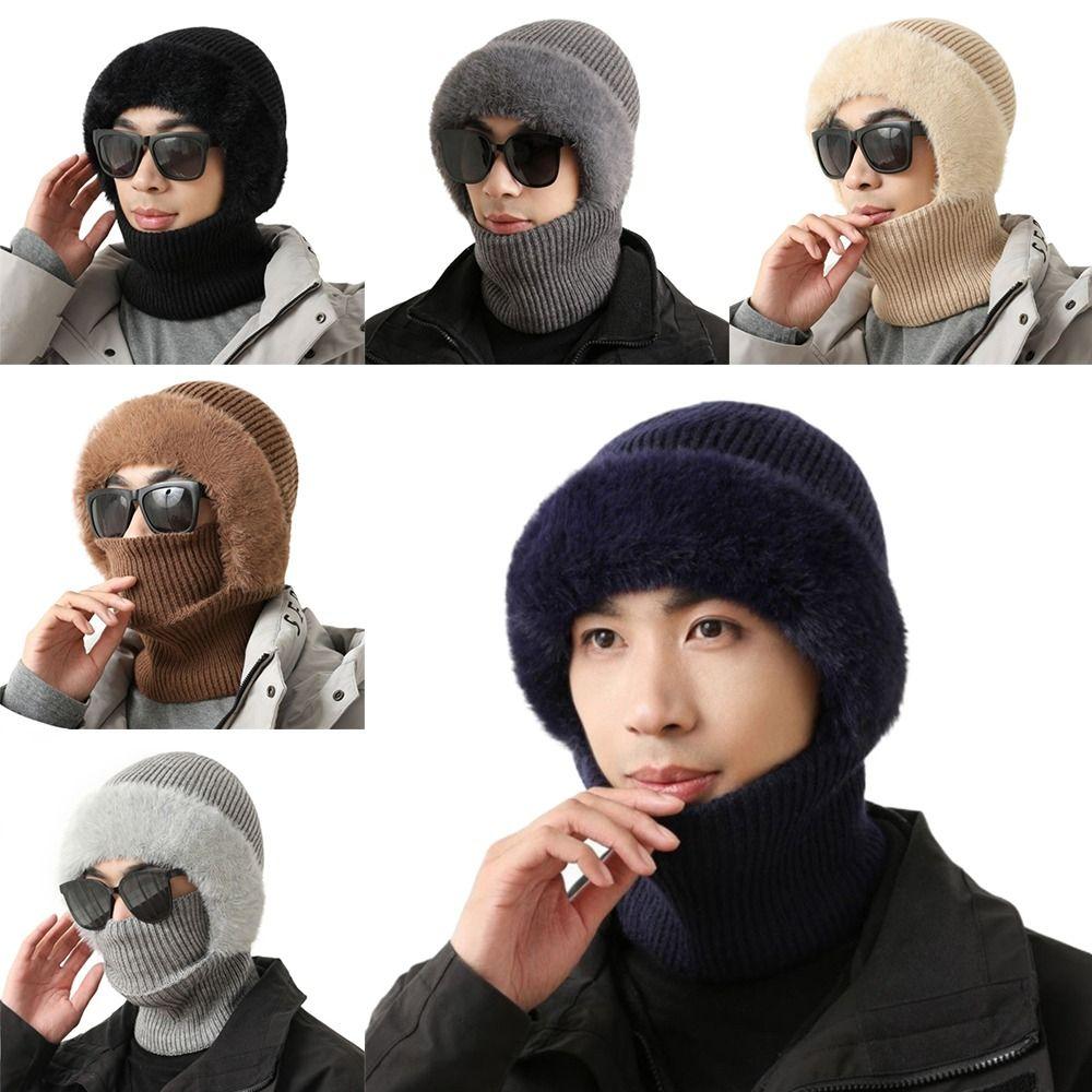 Full Cover Style Winter Warm Hat Thicken Knit Beanie Hat Comfortable Men Balaclava Hat Outdoor