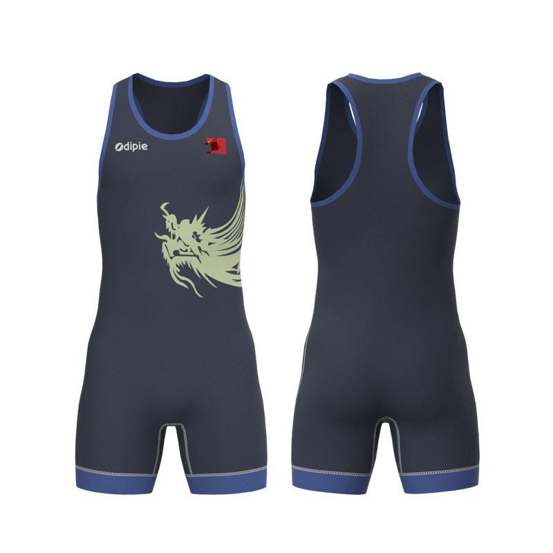 Mens Womens Freestyle Wrestling Singlet With Heat Transfer Print Stretch Lycra Athletic Suit Training Competition