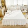 Princess Style Cotton Yarn-Dyed Washed Cotton Ruffled Bed Skirt Pure Cotton Quilted Thickened Solid Color Non-Printed Style