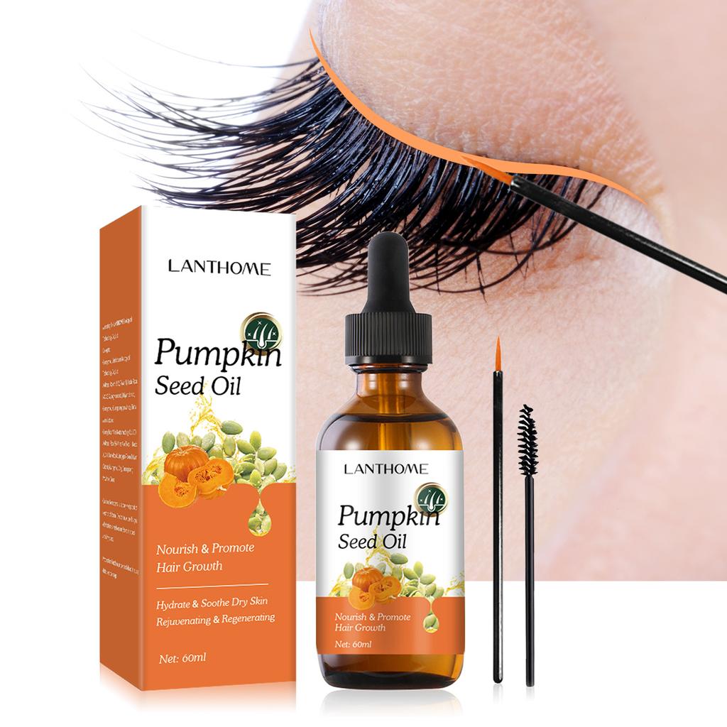 Lanthome Pumpkin Seed Oil Hair & Eyelash Growth Serum, 60ML, Natural Plant Extract, Repair Dry & Frizzy Hair, Strengthen Hair