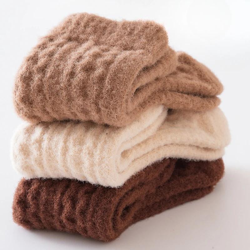 Зимние утолщенные теплые носки для новорожденных, детские гетры, однотонные носки для младенцев, детские спальные носки