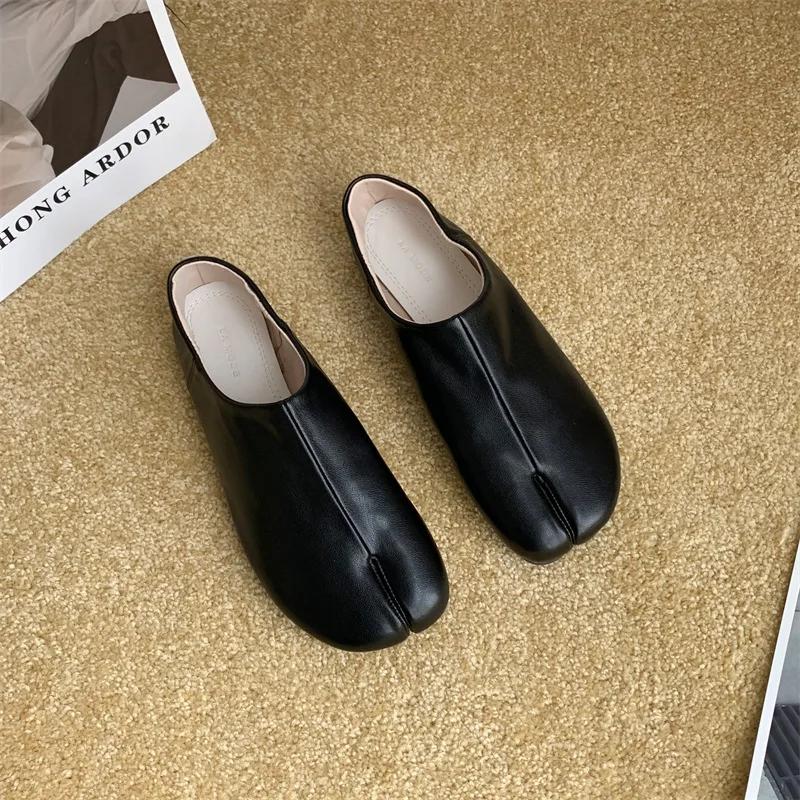 Bailamos женские мокасины Tabi Ninja с круглым разрезом на носке, неглубокие ленивые туфли без застежки, мюли с открытой пяткой, кожаные туфли, мягкие лоферы, слипоны