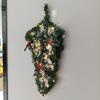 Artificial Christmas Teardrop Swag 20" Faux Pine Greenery Teardrop Wreath with Fake Snow