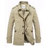 Spring And Autumn Men 'S Pure Cotton Mid -Length Plus Size Casual Trench Coat Parka