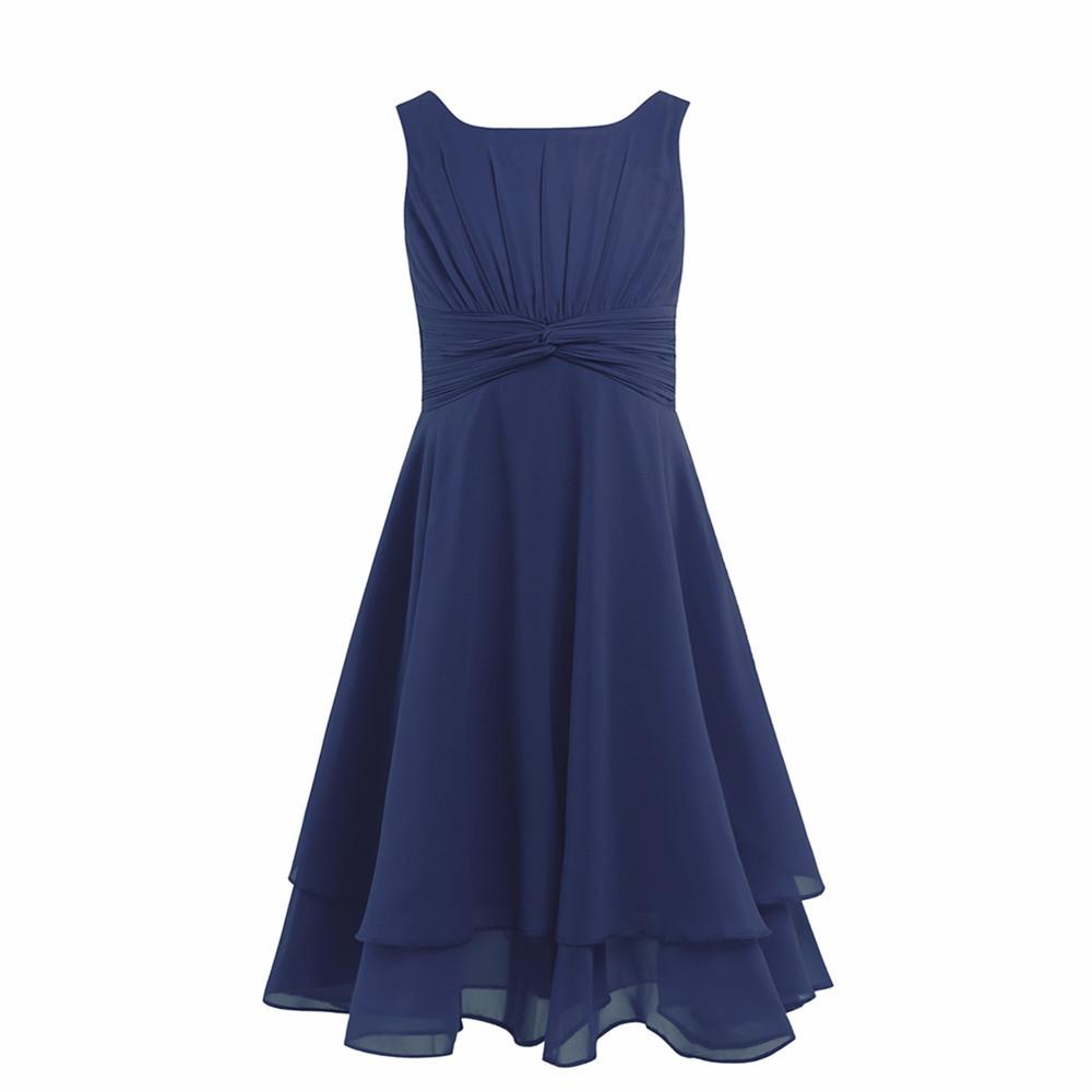 Kids Girls Ruched Waist Flower Girl Dress Princess Pageant Prom Gowns for Wedding Party