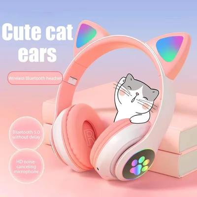 Беспроводные наушники кошачьи ушки Bluetooth наушники стерео музыка спортивная игровая гарнитура с микрофоном