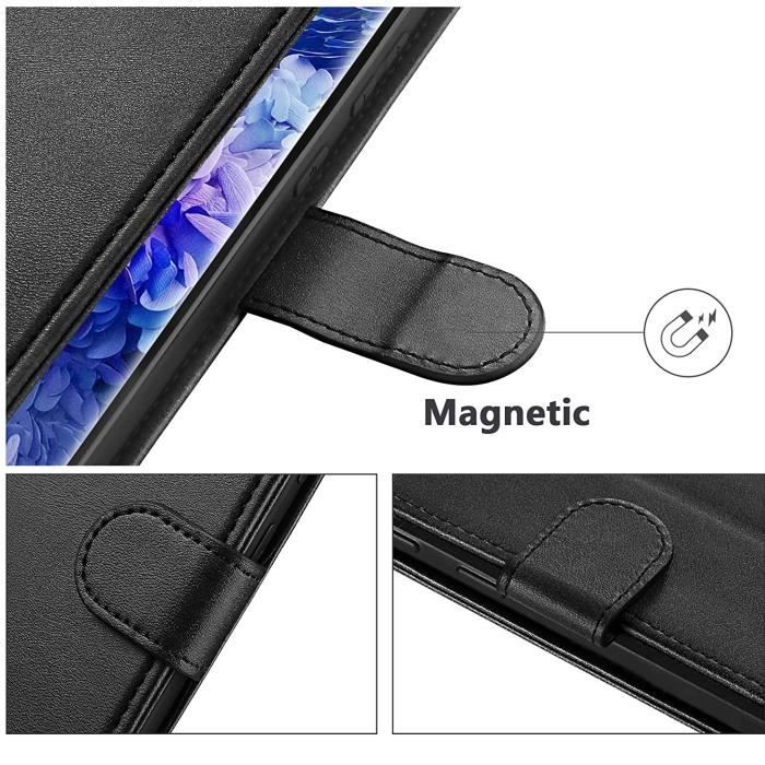 Wallet Case - Phonillico® - Samsung S22 ULTRA 5G - Black - Leather Effect - Card Storage