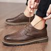 Мужская осенне-зимняя новая ретро британская тенденция низкие туфли на шнуровке деловые повседневные кожаные туфли износостойкие мужские туфли с увеличенным размером