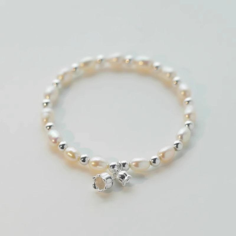 Copper Bracelet Pearl Lily Flower Beads Geometric Punk For Woman Girl Fashion Jewelry Gift Dropship