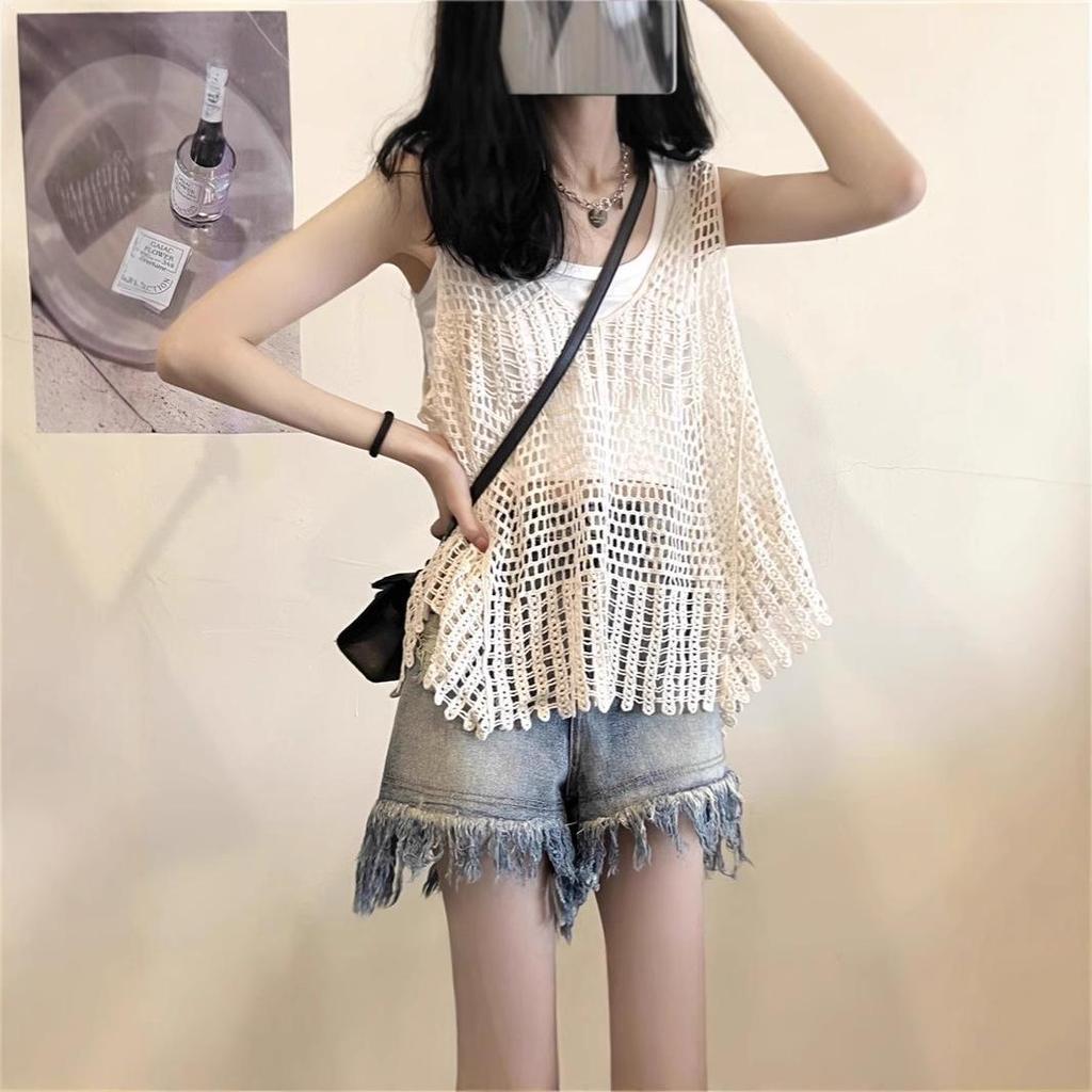 Women's Hollowed-Out Knit Vest - Summer 2025 Trendy French Design