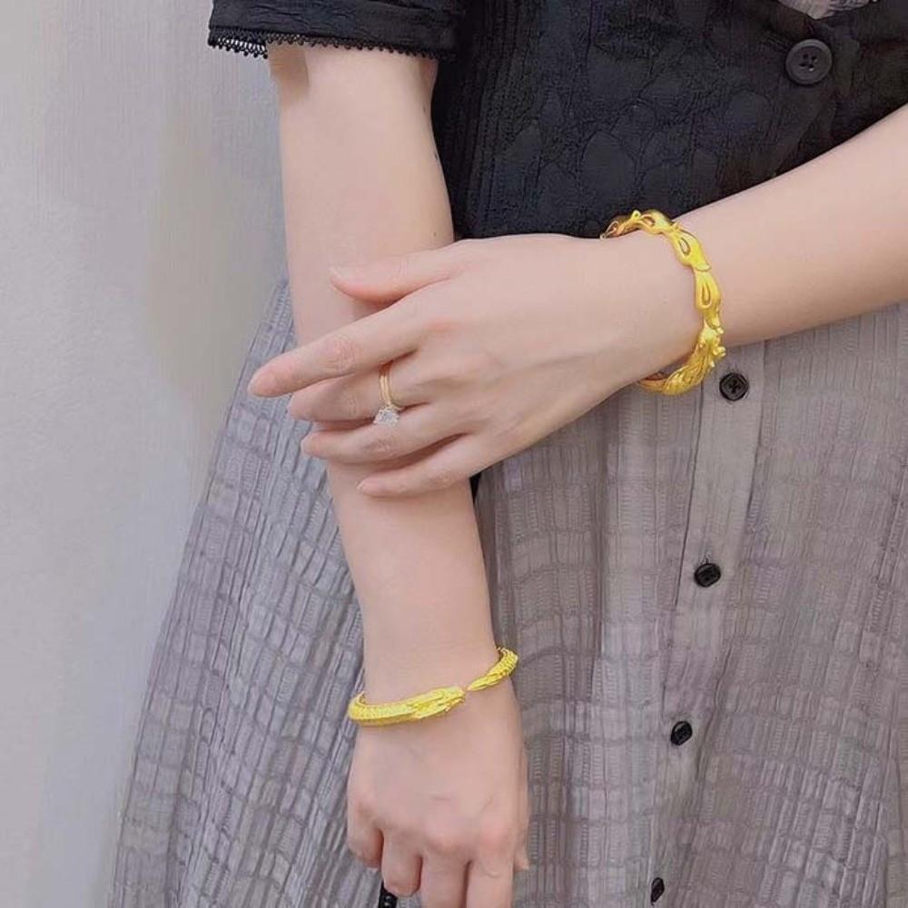 Armlet Chinese Style Golden Bangle Zinc Zinc Alloy Bride Wrist Jewelry Dragon and Phoenix Bracelets Men