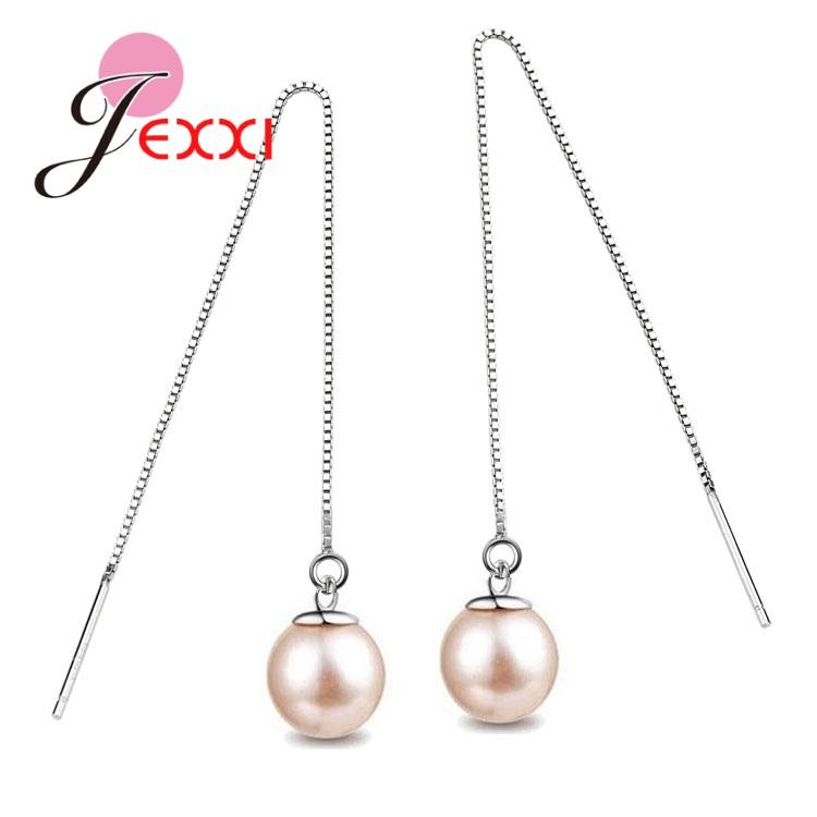 Elegant 925 Sterling Silver Pearl Drop Earrings For Women Girl Trendy Gifts Party Dangle Earings Brincos