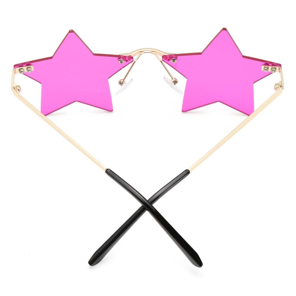 Funny for Women & Men Pentagram Eyewear Rimless Sunglasses Star Shape Sun Glasses Party Glasses