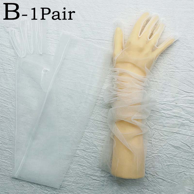 1 пара полиэстеровых летних тонких женских перчаток, элегантные длинные марлевые солнцезащитные перчатки, перчатки для свадебного платья, модные перчатки для платья