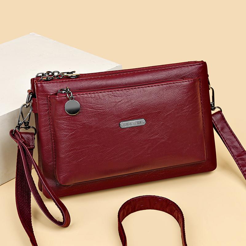 Мягкая кожаная сумка-конверт, материнская сумка, кошелек для монет, женская многослойная сумка через плечо через плечо