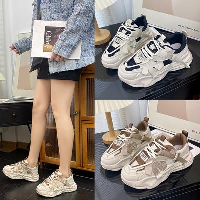 Маленькие белые туфли женские весна и осень новые туфли Daddy на толстой подошве с круглым носком повседневная спортивная обувь модный стиль кампуса