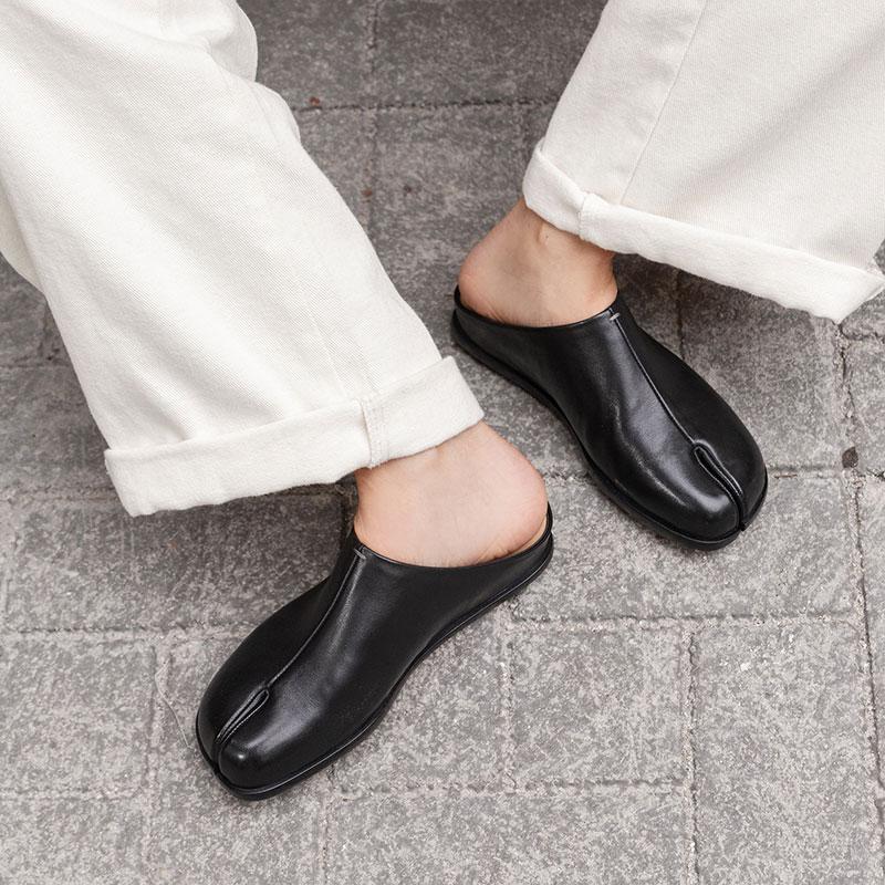 Fashion 2025 New Fashion Thick Heel Women Leather Mules Shoes Fashion Shallow Round Toe Ladies Comfort Party Wedding Pumps Slippers