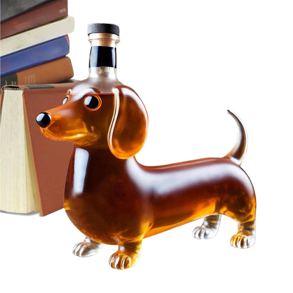 Whiskey Glass Bottle Dachshund Dog Shape Empty Liquor Bottle Decorative Decanter Animal Statue Wine Container
