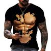 Summer Fashion Creative Image Men's T-shirt Round Collar Short Sleeve Tops Personality Art Chest Muscle Macho Power Hercules