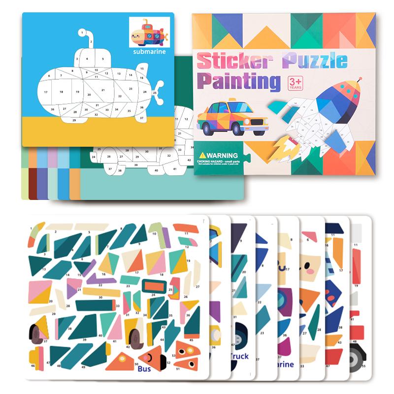 Детские наклейки, пазлы, рисунки, Монтессори, животные, транспорт, сопоставление форм, развитие мелкой моторики, развивающие игрушки-пазлы.