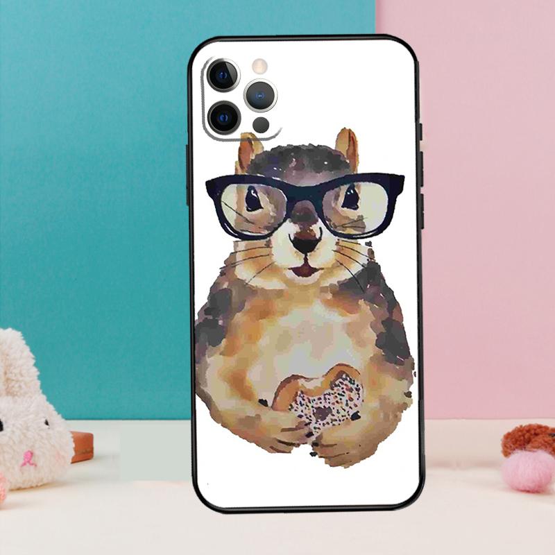 Cartoon Animal Squirrel Phone Case For iPhone 17 Air 16 15 13 12 11 14 Pro Max 12 13 mini 15 16 Plus 16e Cover Coque
