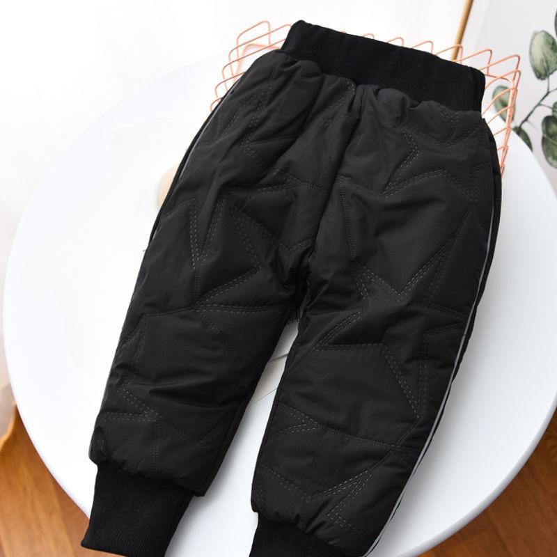 Осенне-зимние детские леггинсы теплые штаны для мальчиков и девочек пуховые хлопковые брюки детские эластичные талии плотная детская одежда