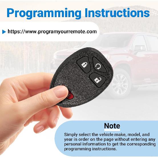 Keyless Entry Remote Car Key Fob Compatible with Chevy Silverado Avalanche Captiva Tahoe Traverse, GMC Sierra Acadia, 4 Buttons 2007-2015 Remote