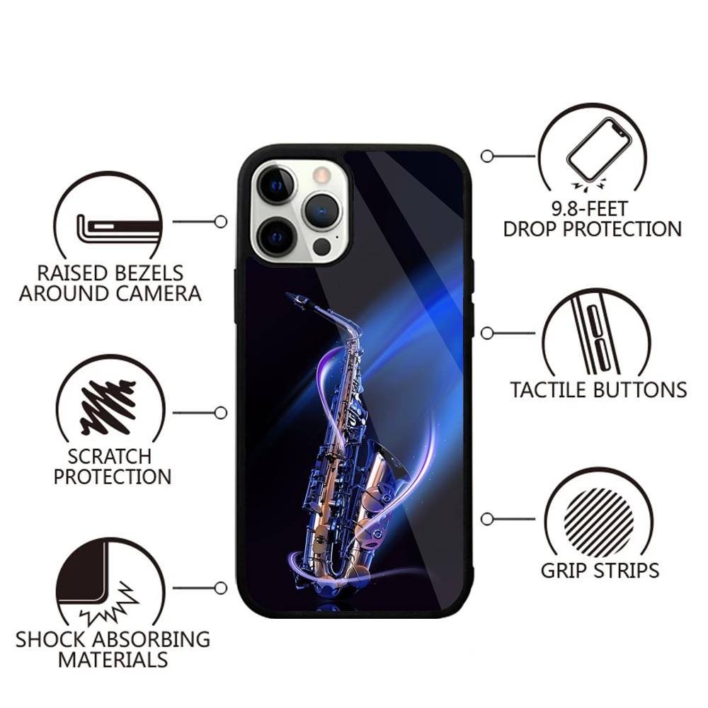 Чехол для телефона с изображением саксофона для iPhone 15,14,13,12,11,Plus,Pro,Max Mini Magsafe Магнитная Беспроводная Зарядка
