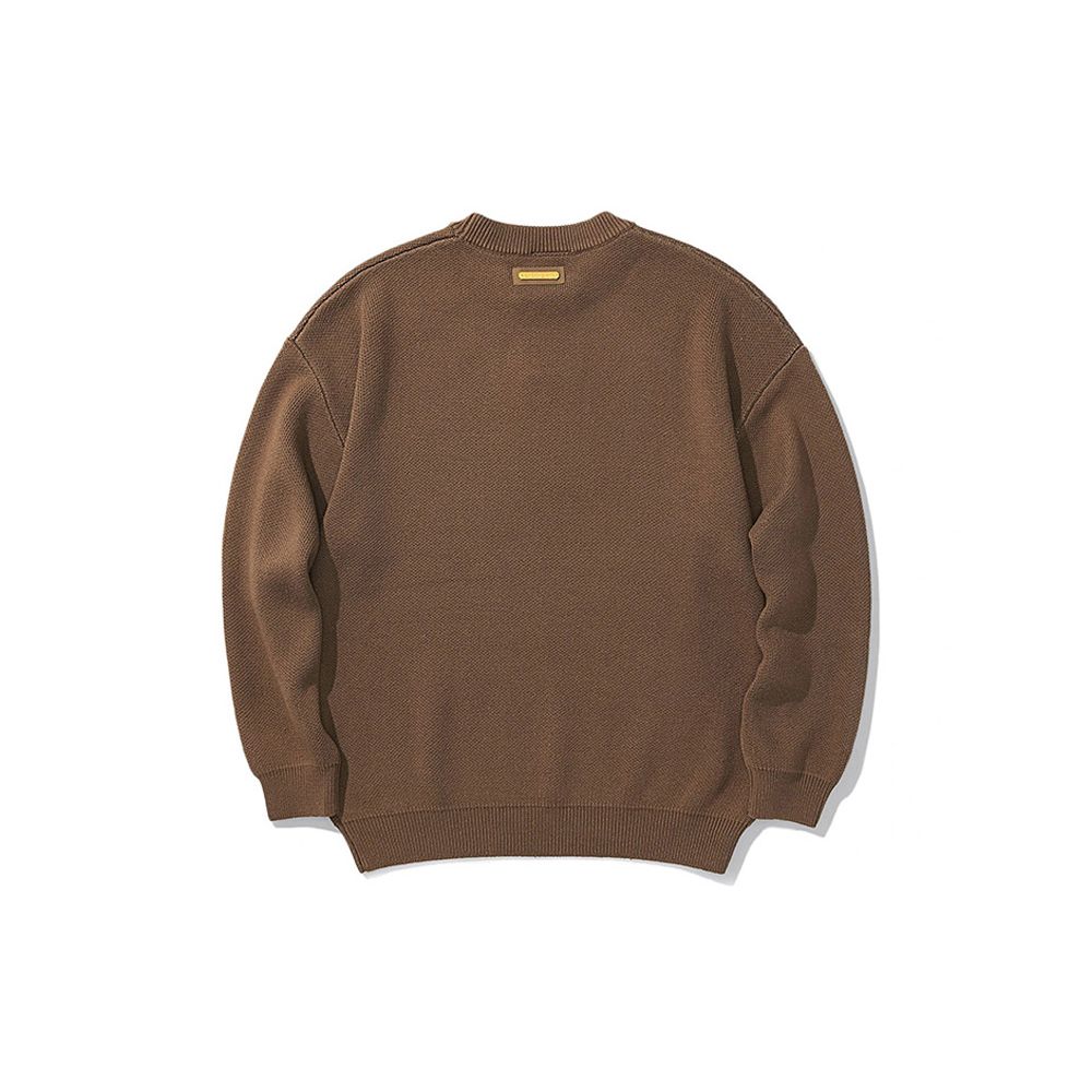 Li Ning Badfive Jiangzuo Fengliu Print Crew Neck Pullover Sweater Men sweater Brown AMBR085-2