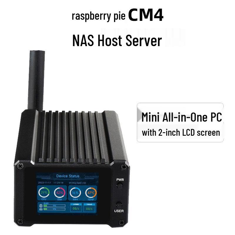 NAS-сервер на базе Raspberry Pi CM4 с двумя портами SATA и 2-дюймовым ЖК-дисплеем