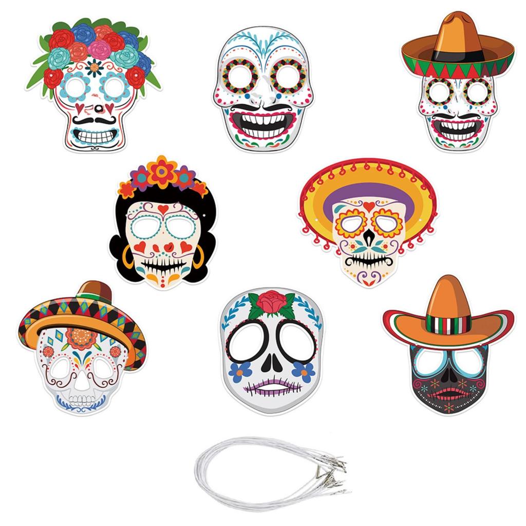 Mexican Day Of The Dead Decoration Masks Day Of The Dead Party Decoration Face Decorations Spooky Selfie Photo Props