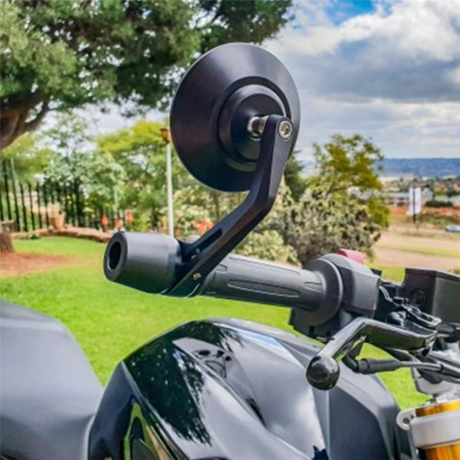 Универсальные круглые мотоциклетные зеркала заднего вида 7/8" на руль, торцевые, хромированные, черные