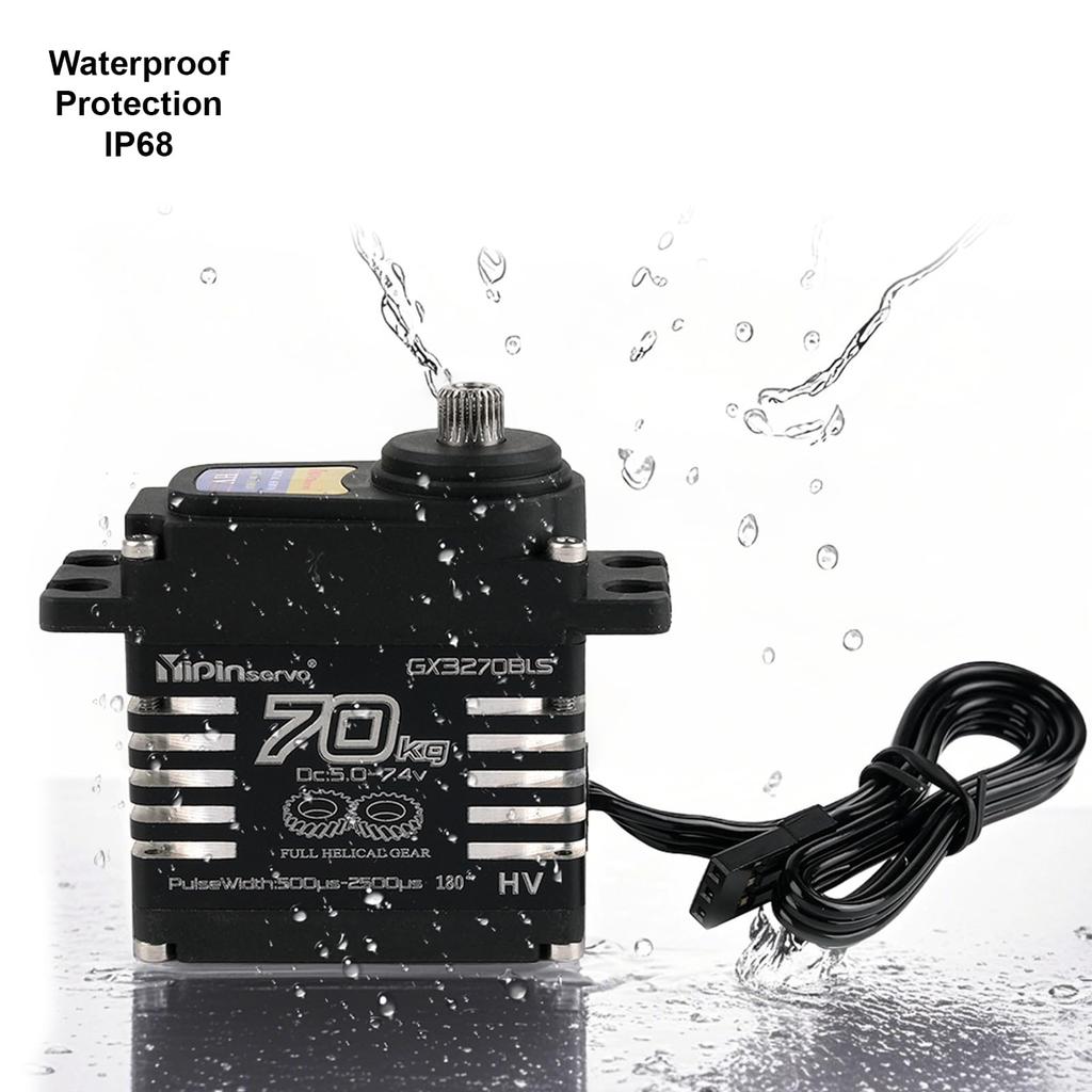Rcmall GX3270BLS Digital Servo, 70KG High Torque, 360°/270°/180°, Metal Gear, IP68 Waterproof, for RC Crawlers (360 Degree)