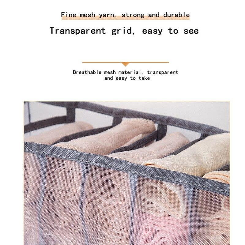 11-секционный складной ящик для хранения нижнего белья для дома, нейлоновый органайзер для хранения в общежитии, органайзер для бюстгальтера, дышащая сетчатая сумка