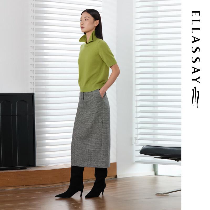 ELLASSAY Autumn/Winter Elegant Wool-Cashmere Lapel Knit Pullover