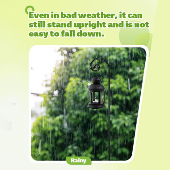 Outdoor Shepherd Hook Heavy Duty Metal Garden Hook with 2-Prong Base Detachable Shepherds Hook for Solar Lights Plant Baskets Lanterns Bird Feeders