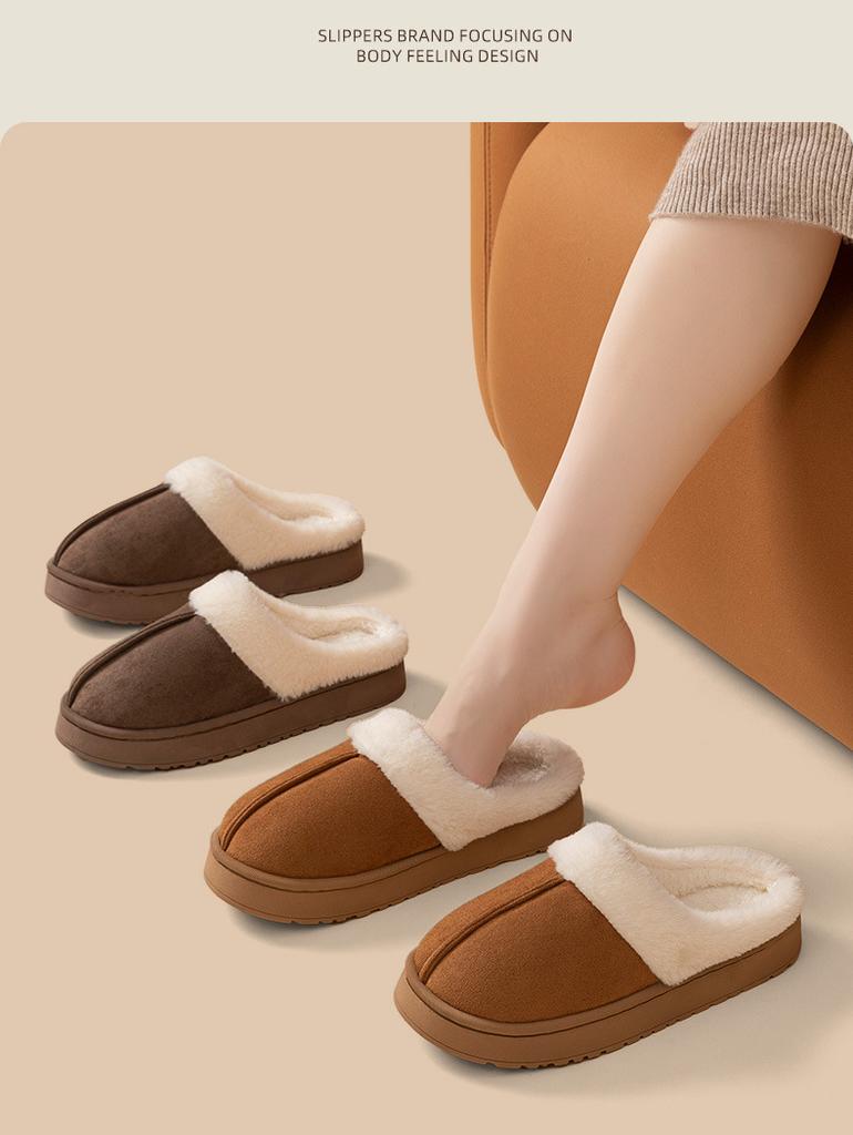 Зимние домашние хлопковые тапочки, домашние противоскользящие плюшевые теплые парные тапочки на толстой подошве