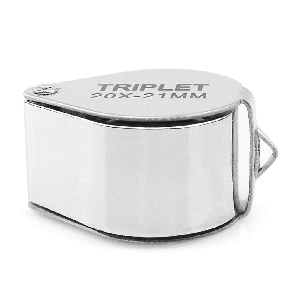 30X 20X 10X Pocket Loupe Magnifier Metal Jewelry Magnifying Glass Foldable Lens Triplet Glass Diamond Jewelers Eye Glass Tools