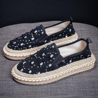 Туфли из пайеток, женская обувь для отдыха, универсальная женская обувь, новая летняя дышащая повседневная обувь, туфли на плоской подошве для женщин, мода