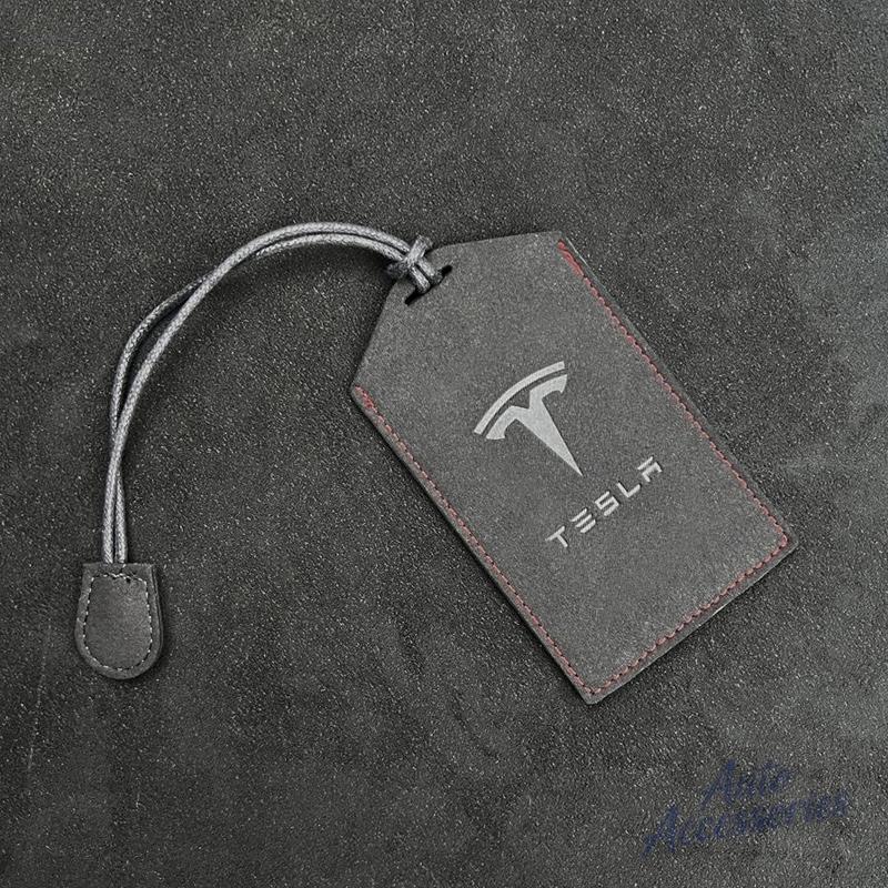 ALN1 Leather Car Smart NFC Card Key Case Cover Protect Shell Keyring For Tesla Model 3 Model S Model X Model Y Key Chain Accessories