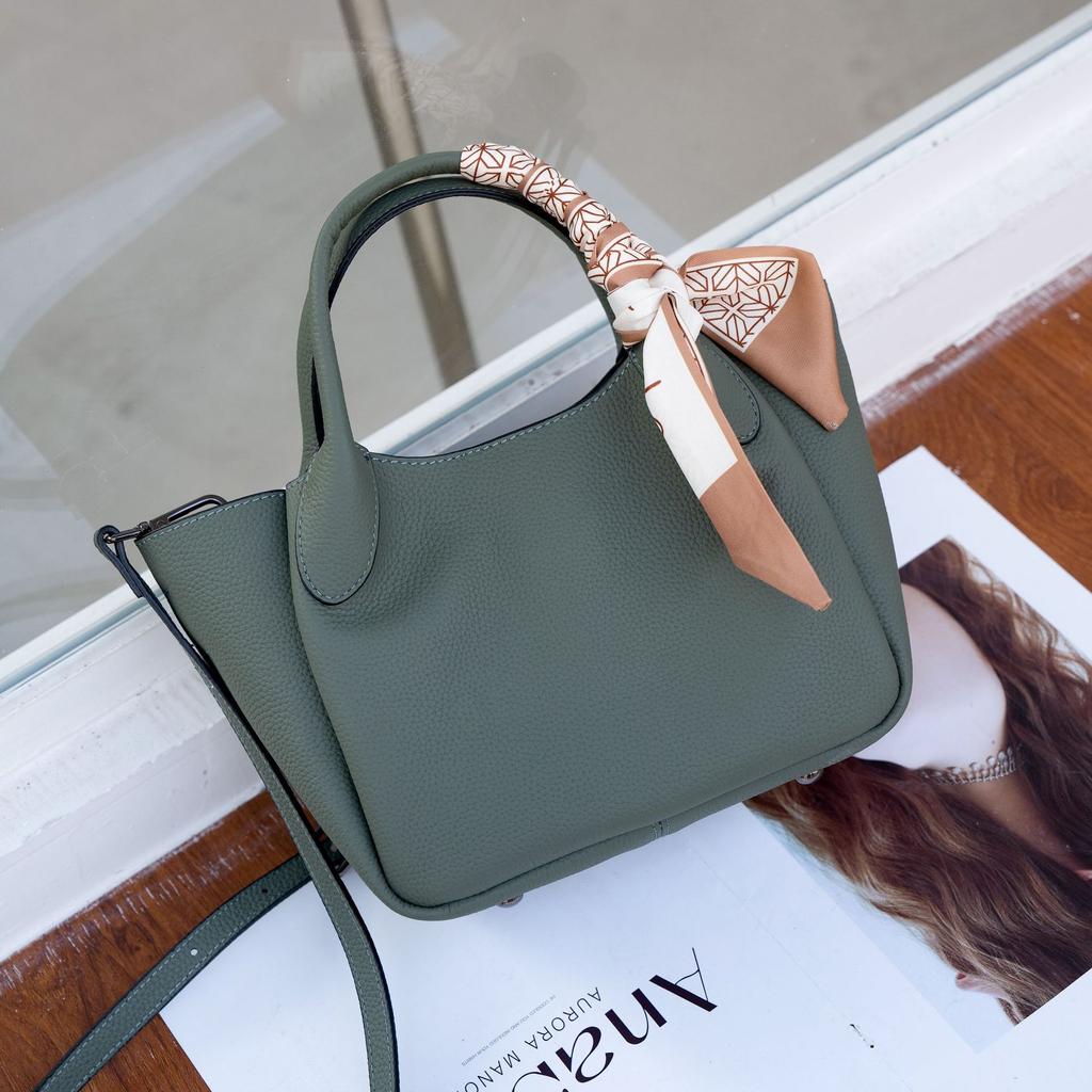 Cowhide Women's Bags Single Shoulder Women's Bags Niche Fashion Practical Bucket Bags Portable Soft Leather Shoulder Bags