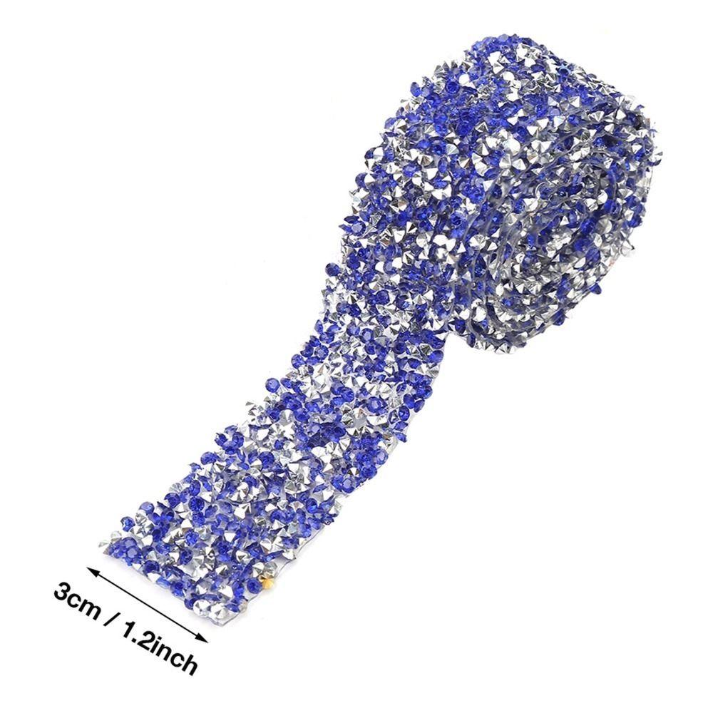 1pcs 1 Yard Length Crystal Rhinestone Ribbon 30mm Width Sparkle Crystal Rhinestone Mesh Ribbon Self-Adhesive Ribbon