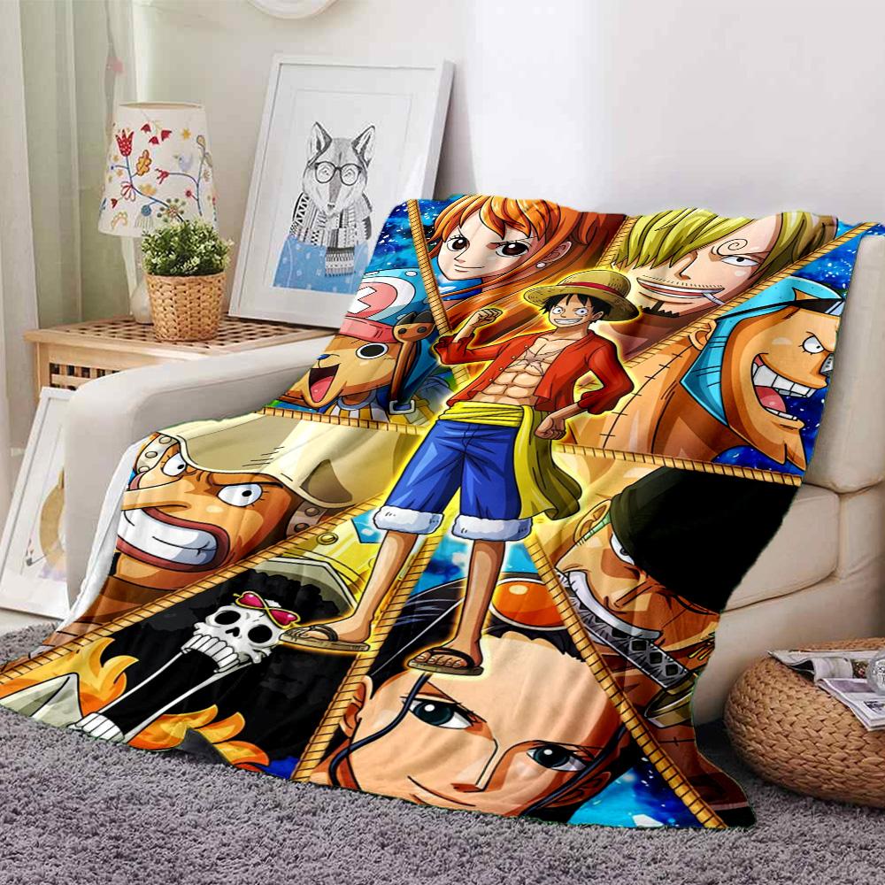 One Piece Adventure Flannel Blanket Super Soft Warm Cozy Blanket For Sofa Bed Office Travel Allseason Home Decor Gift
