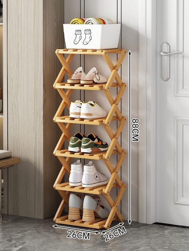 Бамбуковая обувница, складные компактные полки для дома и спальни - Входное хранение, узкая напольная полка для обуви