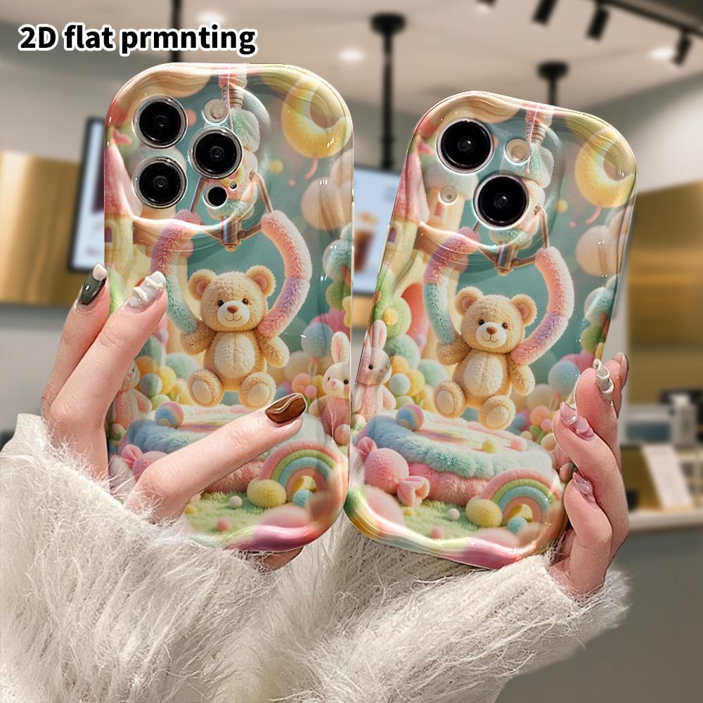 Чехол для телефона: 2D плоский, подходит для iPhone 18 17 16 15 14 13 12 Pro, плюшевый мишка, идеальный подарок на Рождество и Хэллоуин