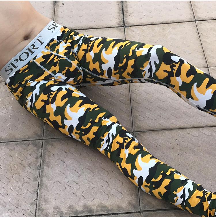 Мужские полосатые камуфляжные хлопковые кальсоны - теплые осенне-зимние нижнее белье