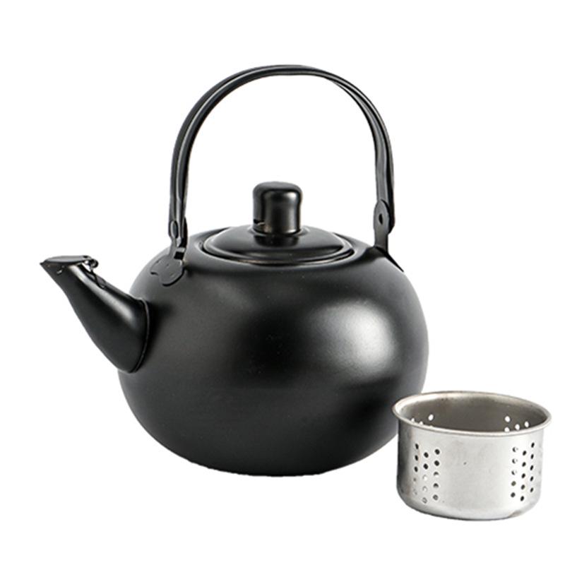 Утолщенный черный классический чайник из нержавеющей стали для ресторана и отеля, подходит для индукционных плит, маленький чайник для чайной церемонии.