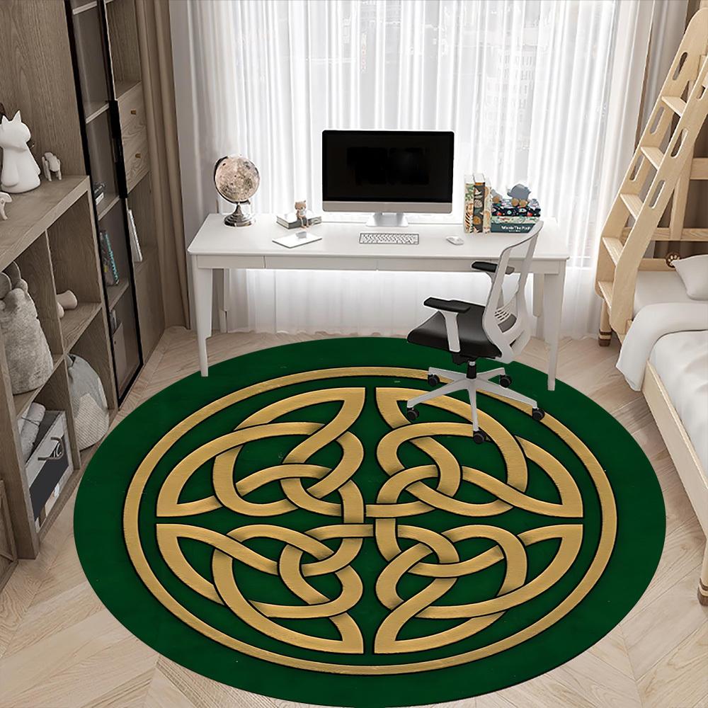 1pc Celtic Knot Office Round Area Rug, Mat Suitable For Office, Under Office Chairs Bedroom Living Room Home Decor, Room Deco