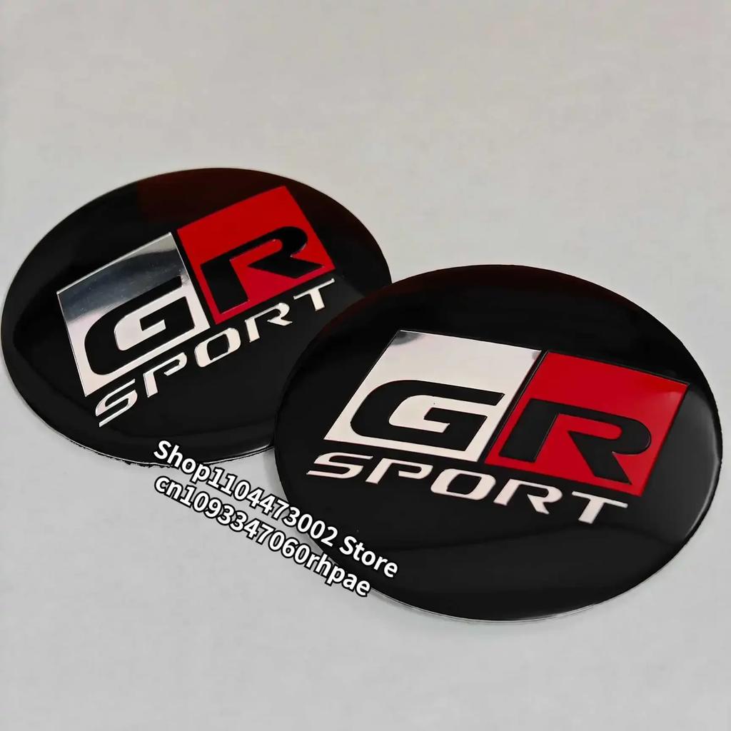 WNIS1 4pcs 56mm 60mm GR Aluminum Wheel Hub Center stickers for Toyota Modified hub center cap sticker Car Accessories