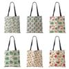 Сумки для покупок с принтом бамбуковых листьев лотоса Женские складные многоразовые сумки-тоут через плечо Пейзаж Холщовые повседневные сумки для продуктов 2022 CLE